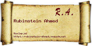 Rubinstein Ahmed névjegykártya